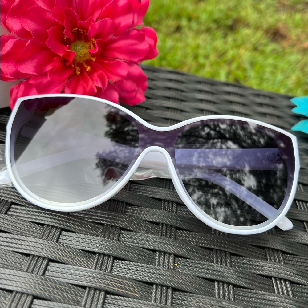 White frame with smokey black lens
